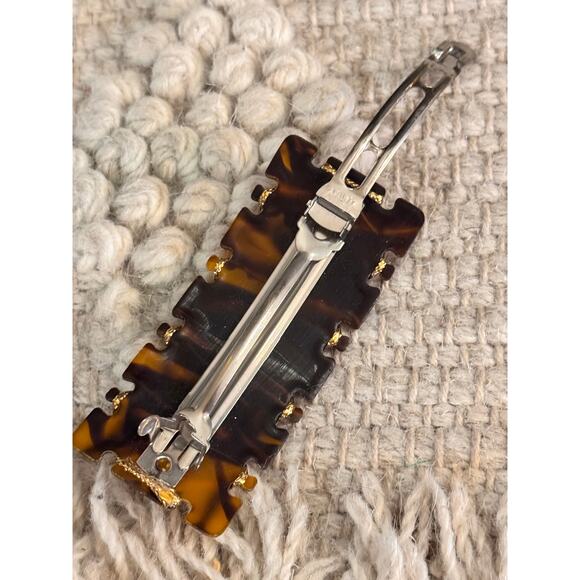 VTG Faux Tortoise Shell Barrette 3.25" Stay Tight Hair Clip Y2K wrapped 80s - Picture 5 of 6